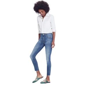 Mother High Waisted Looker Ankle Fray Jeans